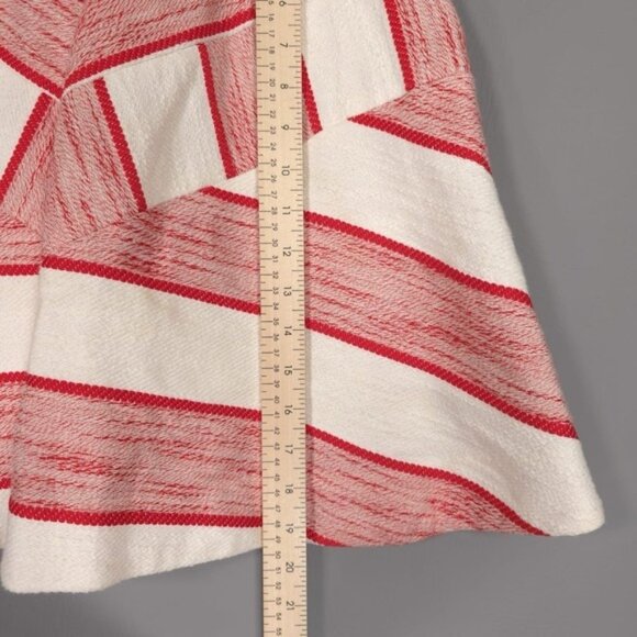 3.1 Phillip Lim LINEN Blend Chevron Red White Skirt A-Line Flare Flounce Size 8 - Picture 5 of 8